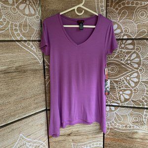 purple tee with high-low hem